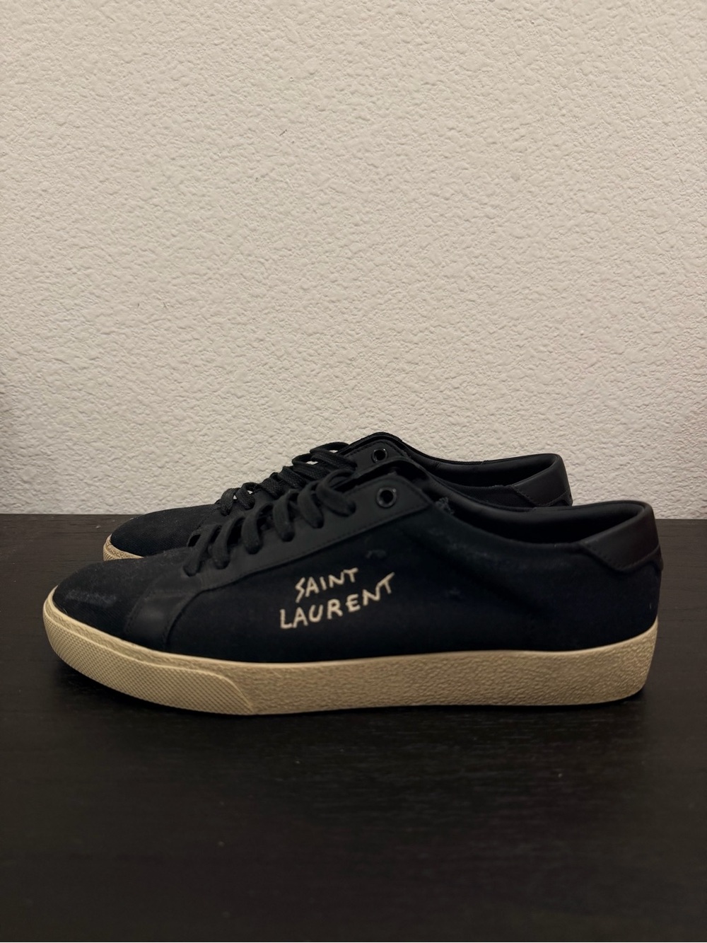 Saint Laurent Black Canvas Low-Top men’s Sneakers with Cream Sole